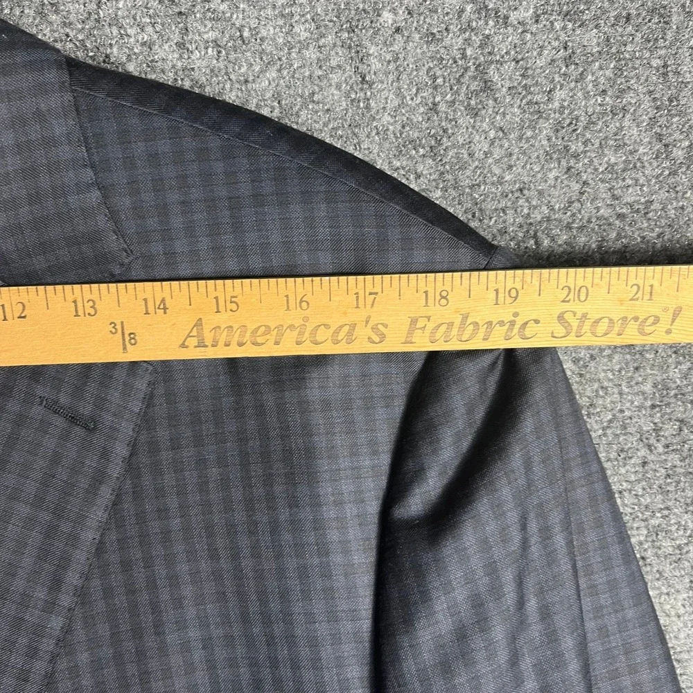J. Hilburn Sport Coat Mens 48R Navy Blue Wool Micro-Check Tailored Fit Blazer